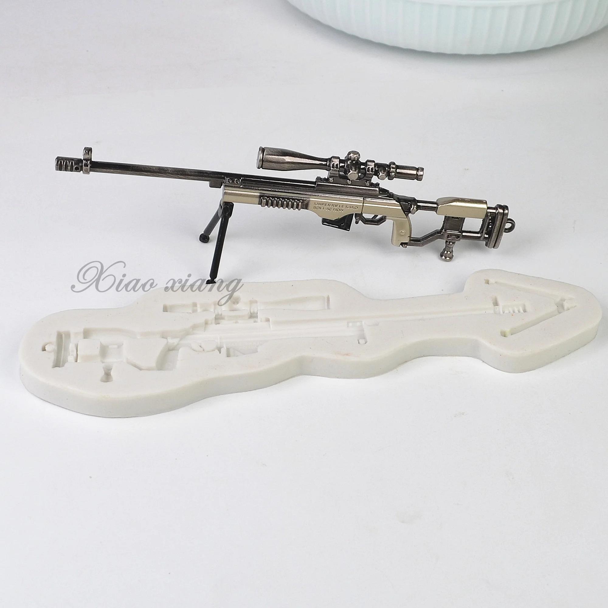 저격 소총 모양 실리콘 케이크 금형, 3D 건 초콜릿 페이스트리 비스킷 에폭시 수지 금형, DIY 주방 베이킹 쥬얼리 금형, FM2134